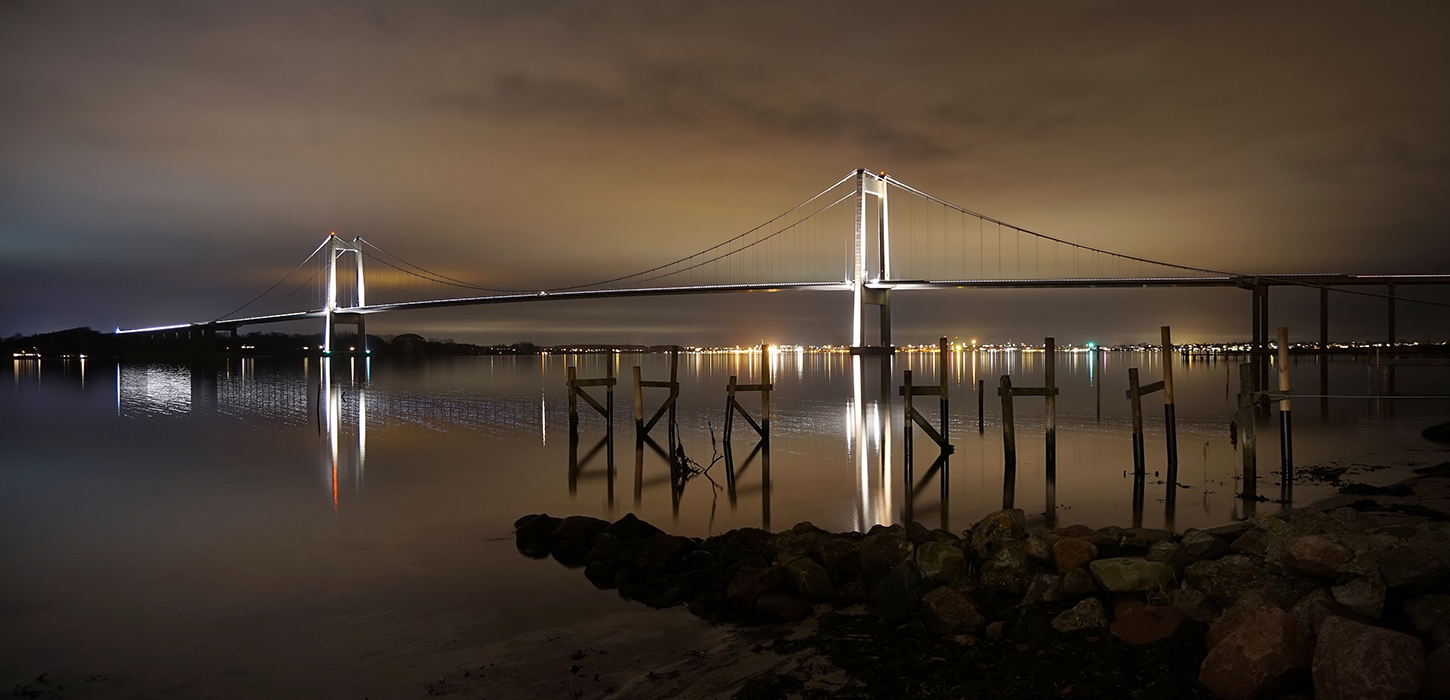 Aftenlyset på Den Nye Lillebæltsbro-Middelfart