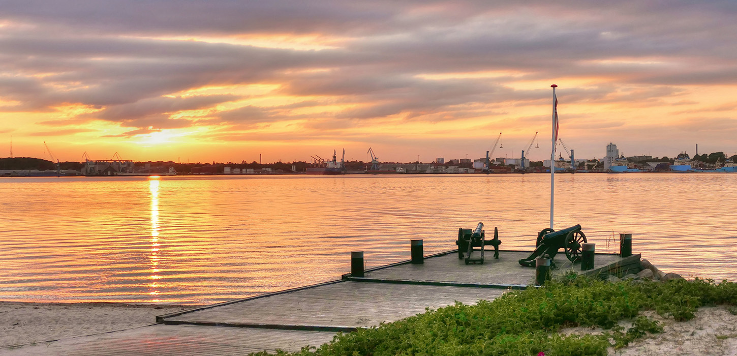 Solnedgang over Strib Nordenbro-Middelfart