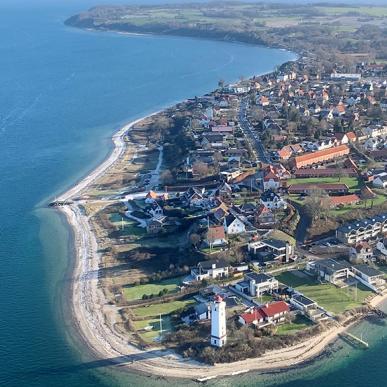 Luftfor over Strib og Røjle Klint  ved Middelfart