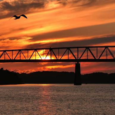 Solnedgang over Den Gamle Lillebæltsbro - Middelfart