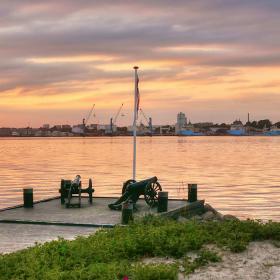 Solnedgang over Strib Nordenbro-Middelfart