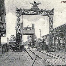 Jernbanefærgelejet ved Strib cirka 1930
