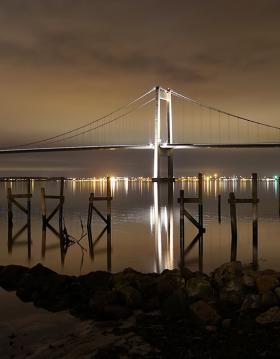 Aftenlyset på Den Nye Lillebæltsbro-Middelfart
