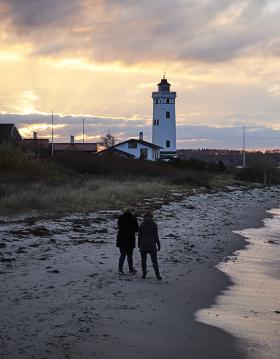 Vandring på Lillebæltsstien ved Strib Fyr i Middelfart